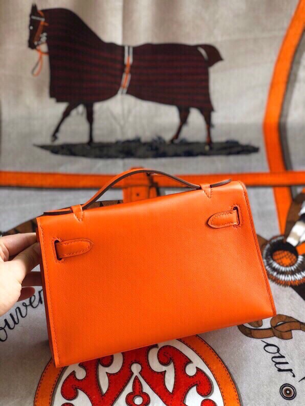 에르메스 미니 켈리백22 오렌지 금장 스위프트